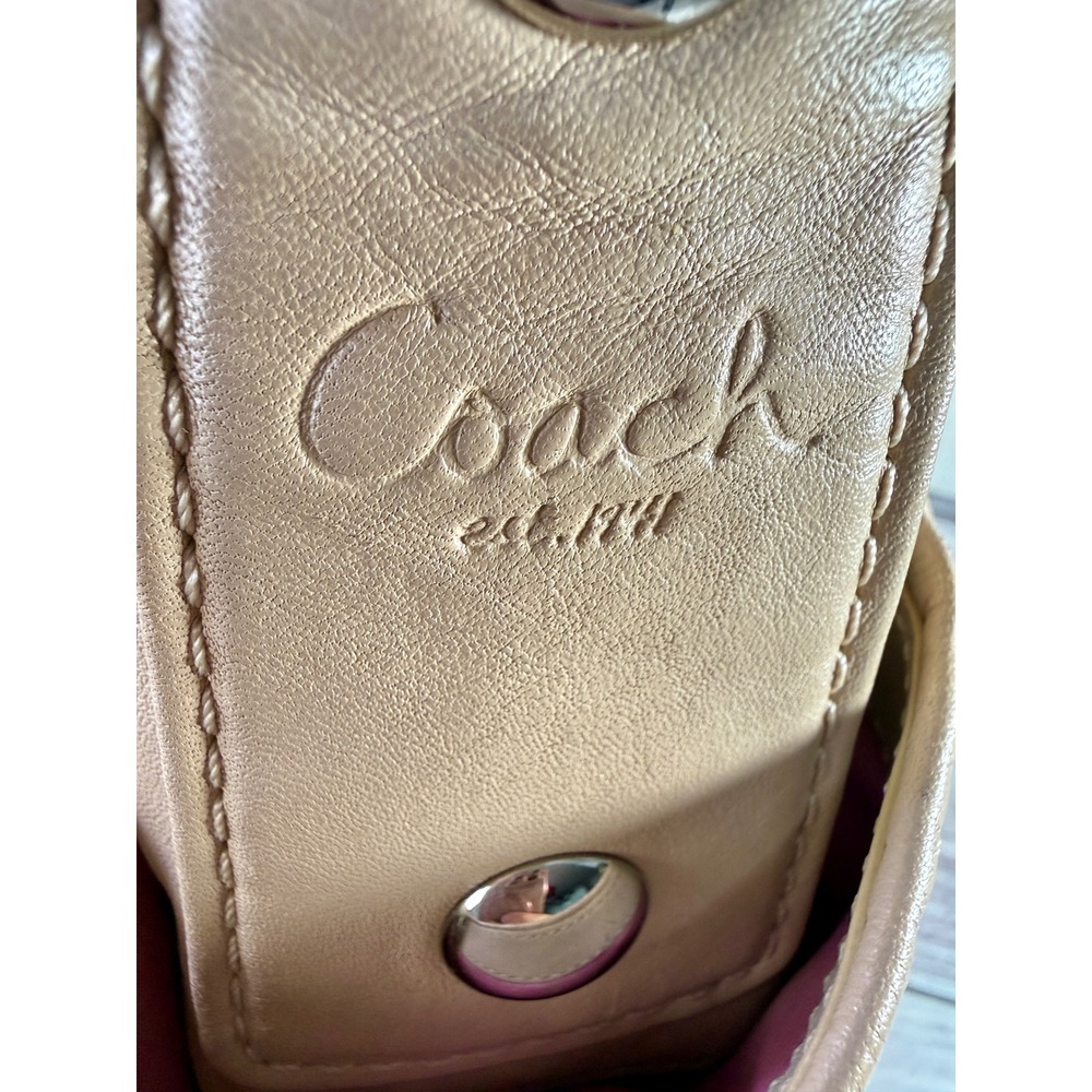 Coach Ergo Pleated Hobo Bag Tan Leather Shoulder Bag Pink Lining 13412 - Picture 4 of 15